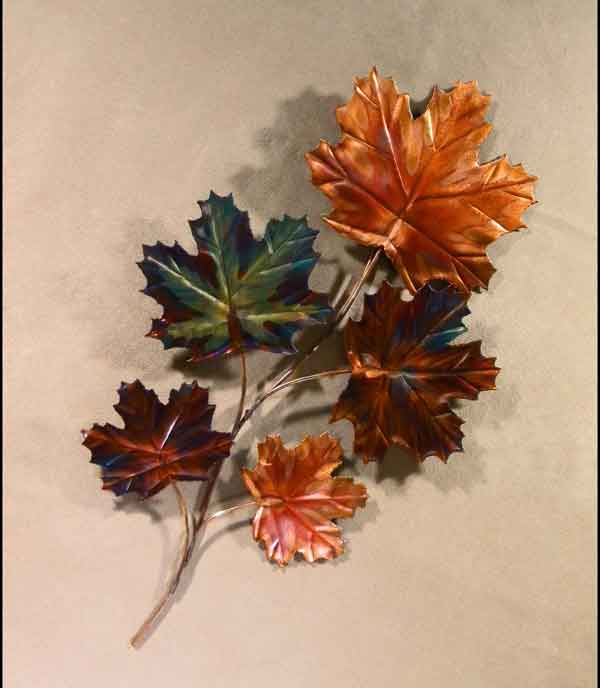 5 Leaf Maple Flame Painted Copper