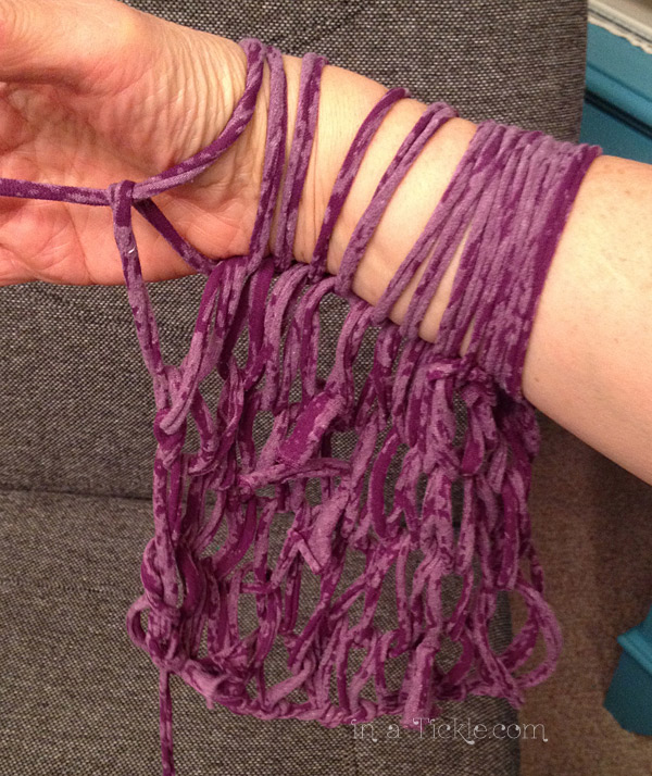 Arm Knitting in progress 1