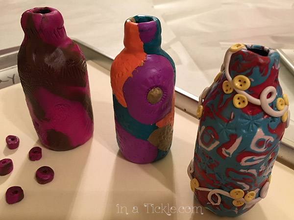 Polymer Clay Covered Bottles